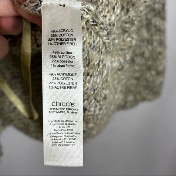 Chico’s Fringed Laurissa Pullover Chunky Knit Sweater Cowl Neck size 3 XL - Picture 8 of 9